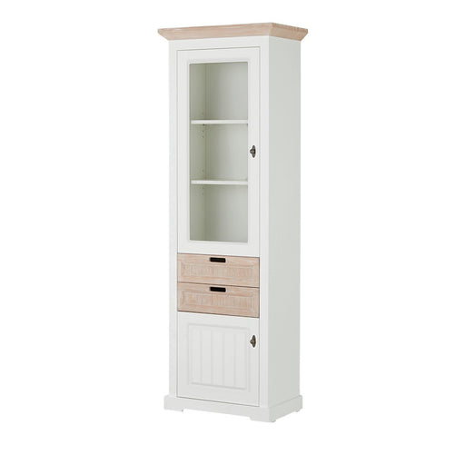 Vitrina Porto Stanga Cu 2 Usi Si 2 Sertare Alb Si Natur, 67.5 Cm