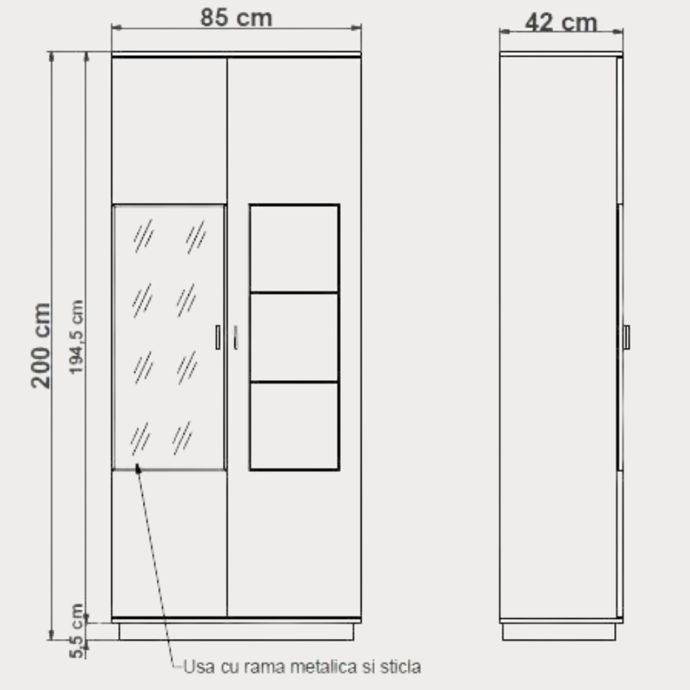 Vitrina Dakota White Cu 2 Usi Alb Si Natur, 85 Cm