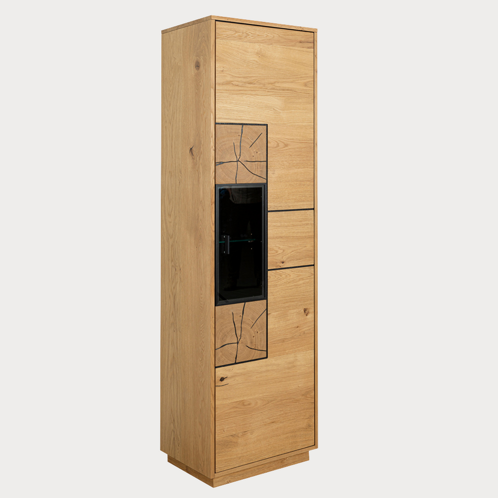 Vitrina Urbano Oak Cu 1 Usa, Stejar Rustic Si Negru, 54.5 Cm