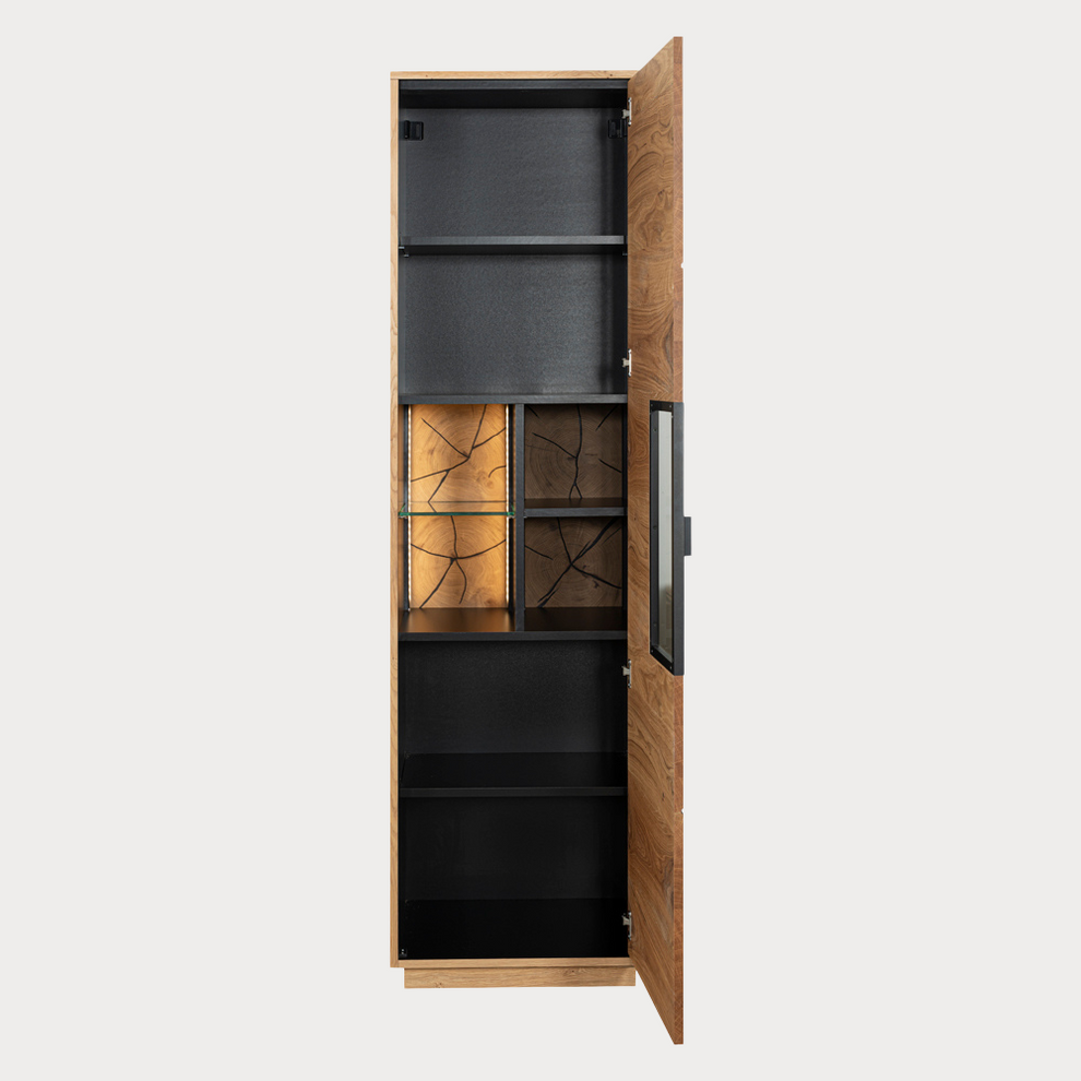 Vitrina Urbano Oak Cu 1 Usa, Stejar Rustic Si Negru, 54.5 Cm