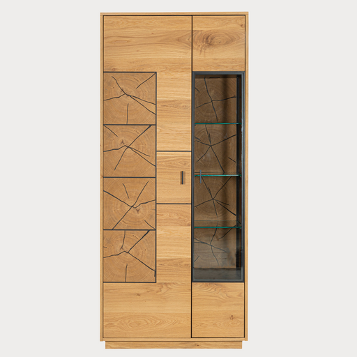 Vitrina Urbano Oak Cu 2 Usi, Stejar Rustic Si Negru, 85 Cm