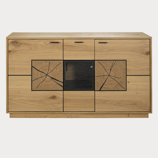 Bufet Urbano Oak Cu 3 Usi Si 1 Sertar, Stejar Rustic Si Negru, 140 Cm
