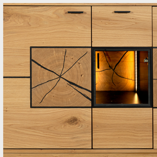Bufet Urbano Oak Cu 3 Usi Si 1 Sertar, Stejar Rustic Si Negru, 140 Cm