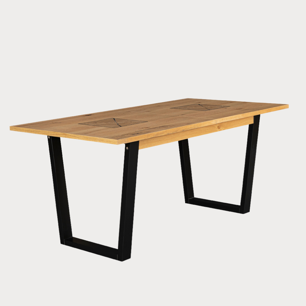 Masa Extensibila Urbano Oak, Stejar Rustic Si Negru, 180/230 X 76.5 X 90 Cm
