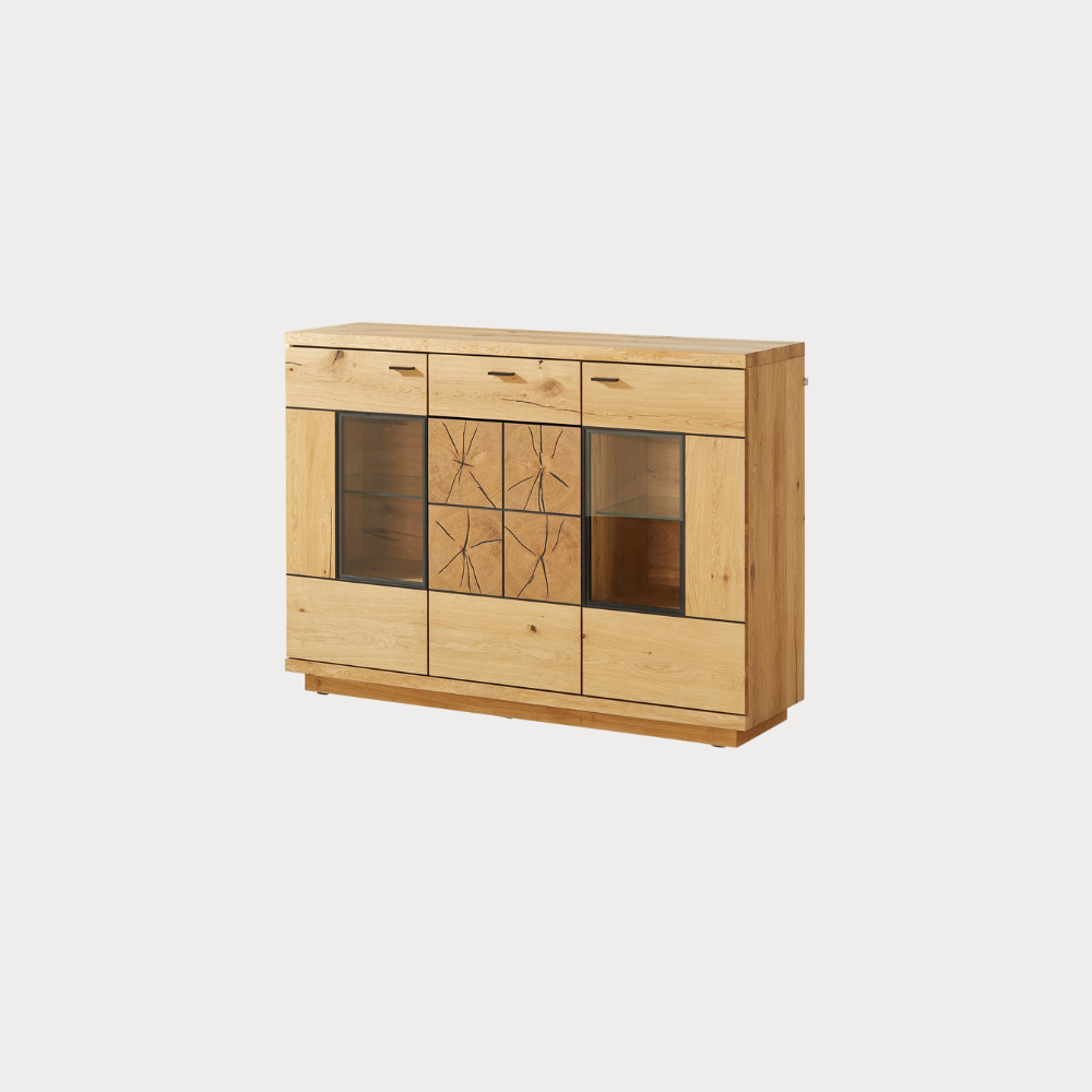 Comoda Bar Dakota Lungime 151.6 cm, Furnir Stejar Salbatic, Living, Decor Usi din Trunchi Natural, Inchidere Silentioasa