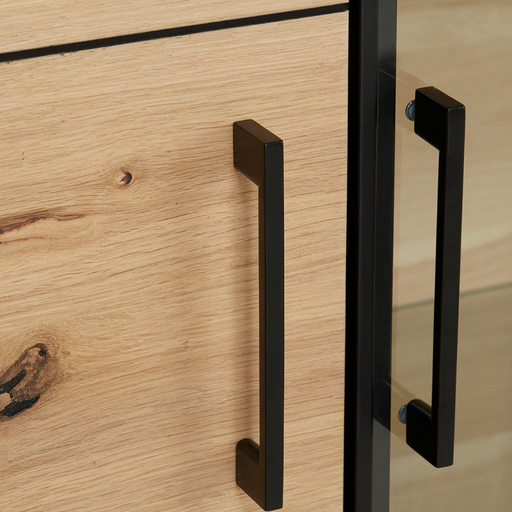 Vitrina Tulsa Smoked Oak, Furnir Din Lemn Masiv, 98 Cm