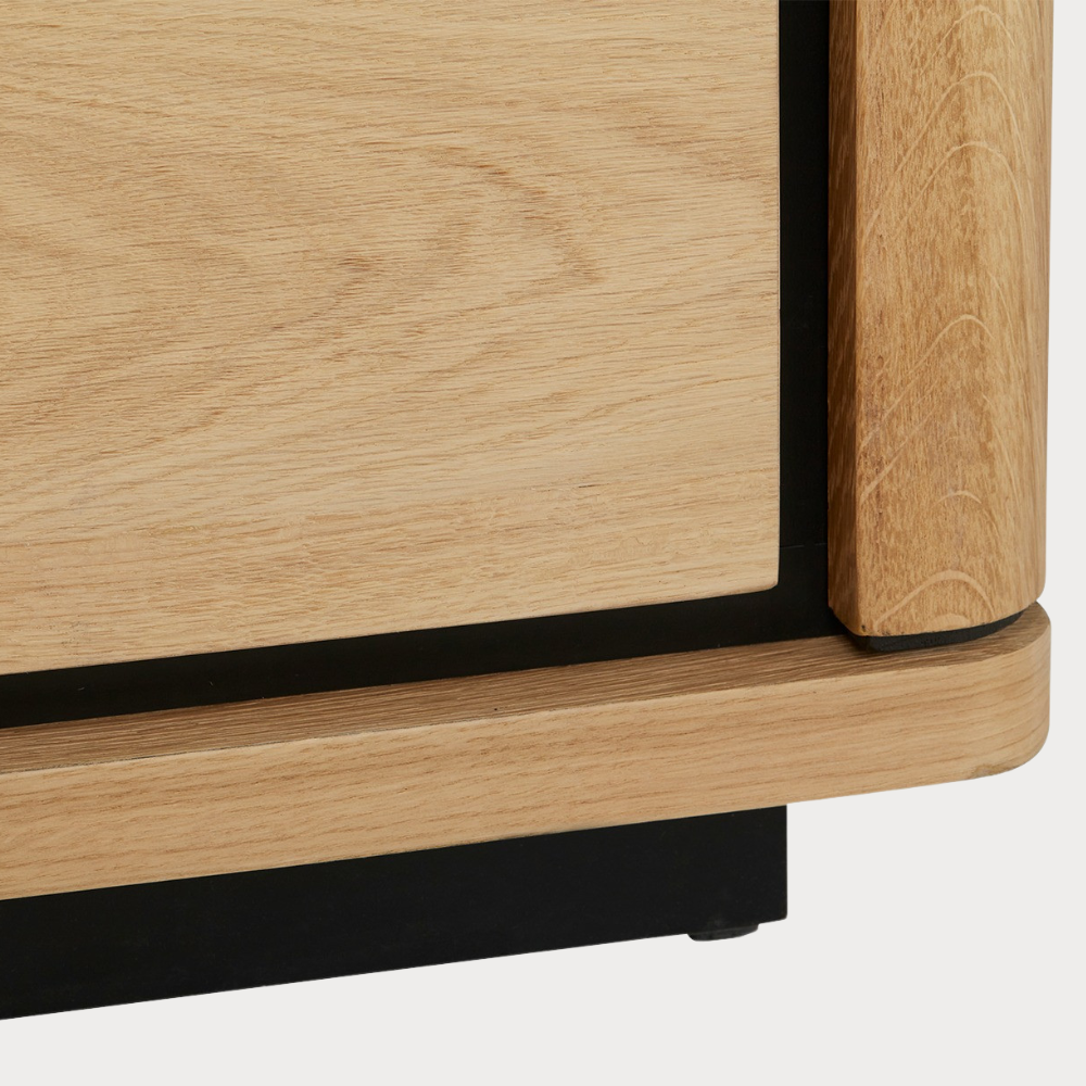 Vitrina Tulsa Smoked Oak, Furnir Din Lemn Masiv, 98 Cm