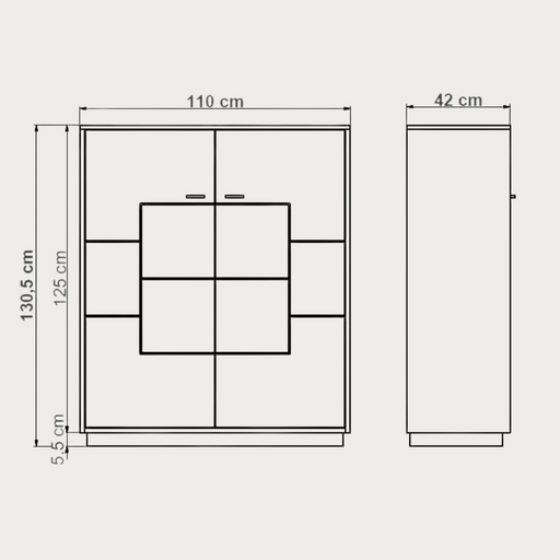 Comoda Bar Urbano Oak Cu 2 Usi, Stejar Rustic Si Negru, 110 Cm