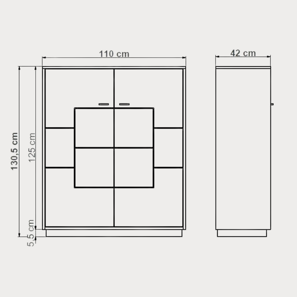 Comoda Bar Urbano Oak Cu 2 Usi, Stejar Rustic Si Negru, 110 Cm