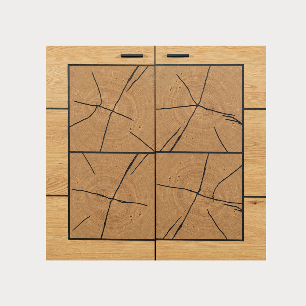 Comoda Bar Urbano Oak Cu 2 Usi, Stejar Rustic Si Negru, 110 Cm