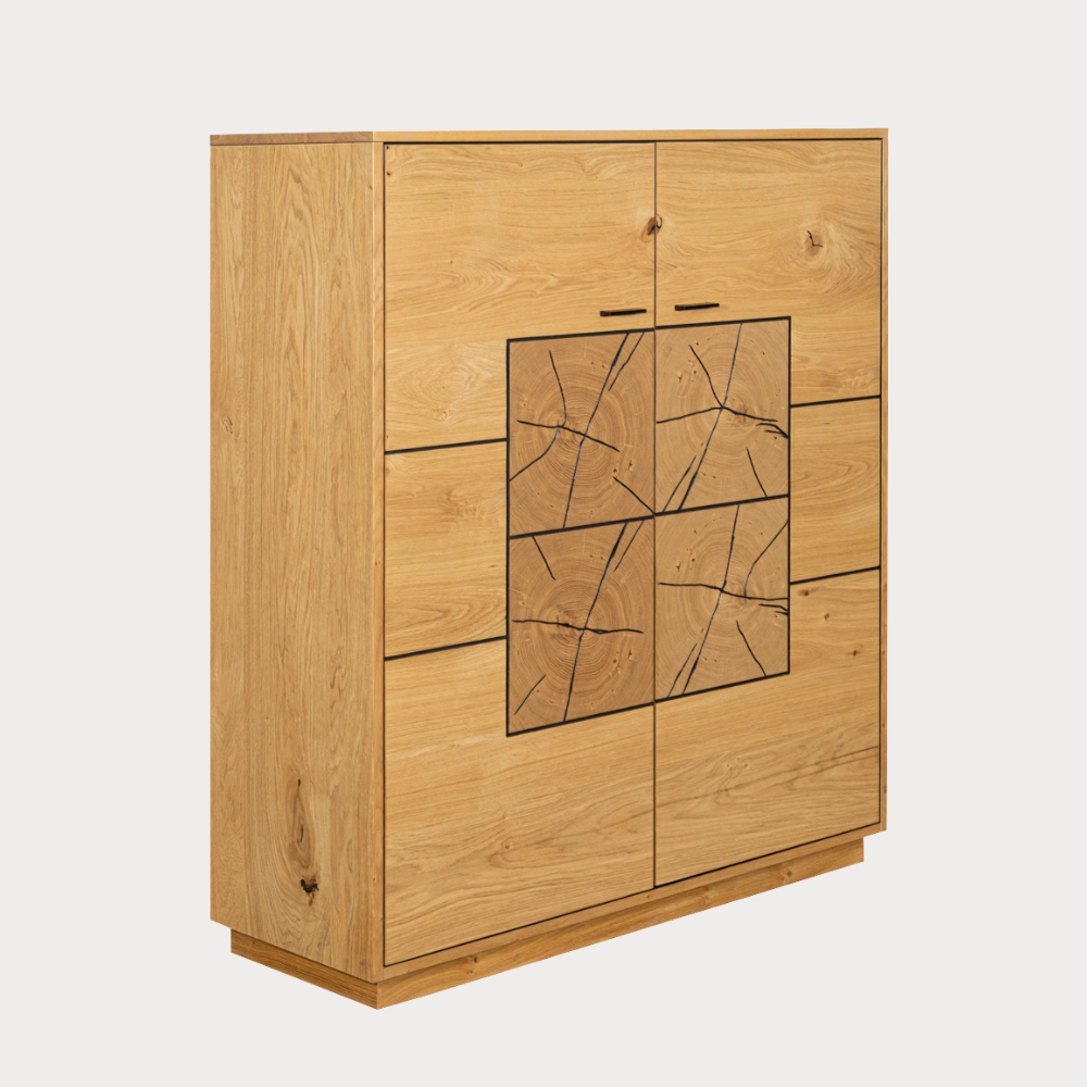 Comoda Bar Urbano Oak Cu 2 Usi, Stejar Rustic Si Negru, 110 Cm