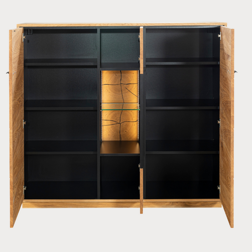 Comoda Bar Urbano Oak Cu 3 Usi, Stejar Rustic Si Negru, 140 Cm