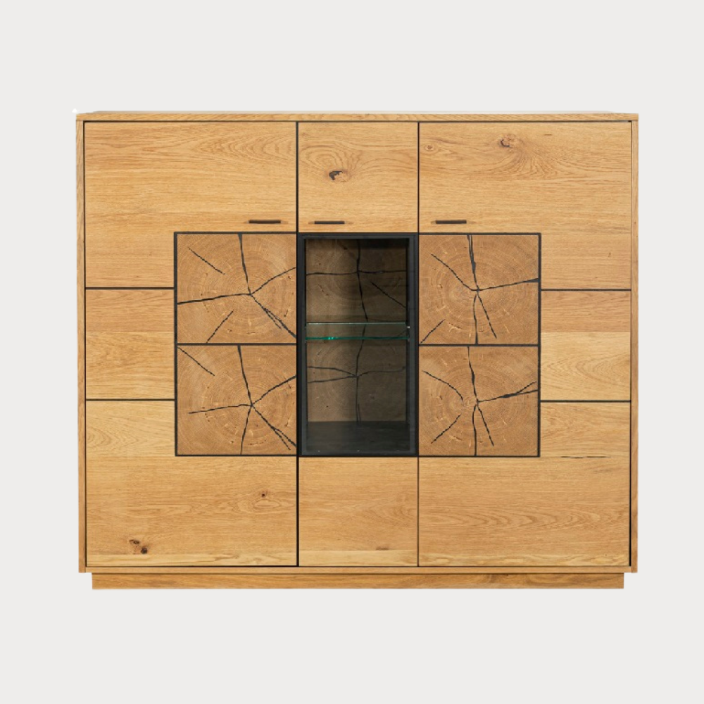 Comoda Bar Urbano Oak Cu 3 Usi, Stejar Rustic Si Negru, 140 Cm