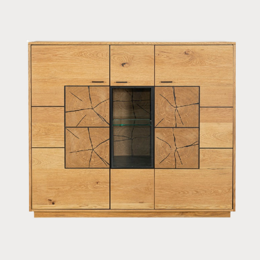 Comoda Bar Urbano Oak Cu 3 Usi, Stejar Rustic Si Negru, 140 Cm