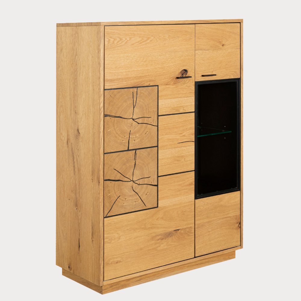 Comoda Bar Urbano Oak Cu 2 Usi, Stejar Rustic Si Negru, 87 Cm