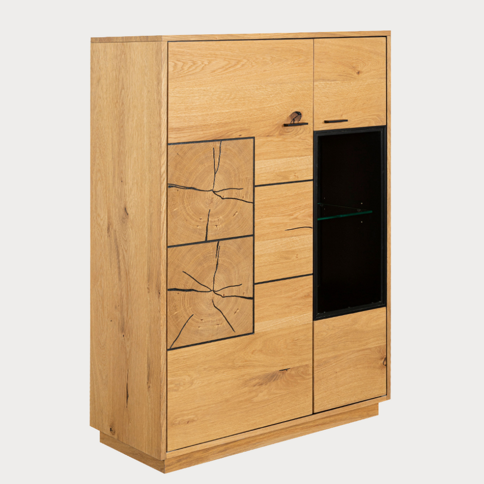 Comoda Bar Urbano Oak Cu 2 Usi, Stejar Rustic Si Negru, 87 Cm