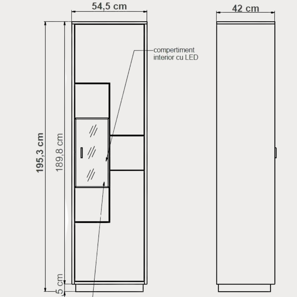 Vitrina Urbano White Cu 1 Usa Alb Si Natur, 54.5 Cm