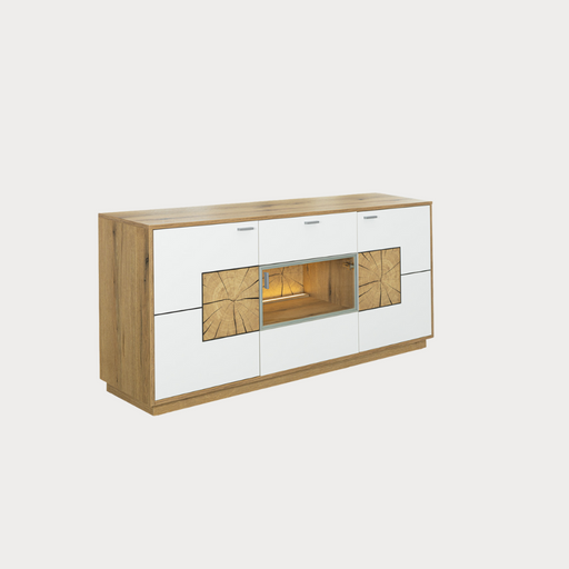 Bufet Urbano White Cu 3 Usi Si 1 Sertar Alb Si Natur, 170 Cm