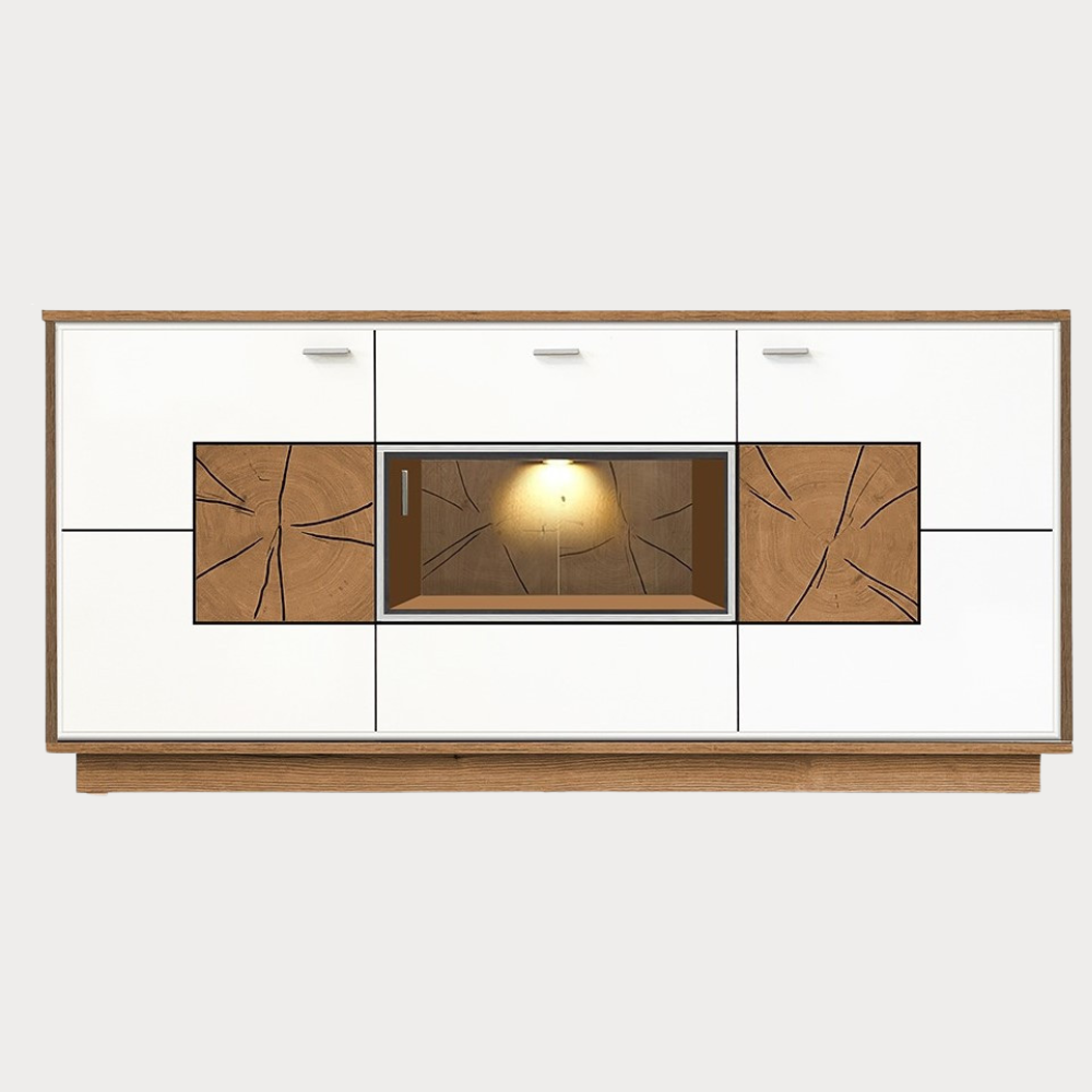 Bufet Urbano White Cu 3 Usi Si 1 Sertar Alb Si Natur, 170 Cm