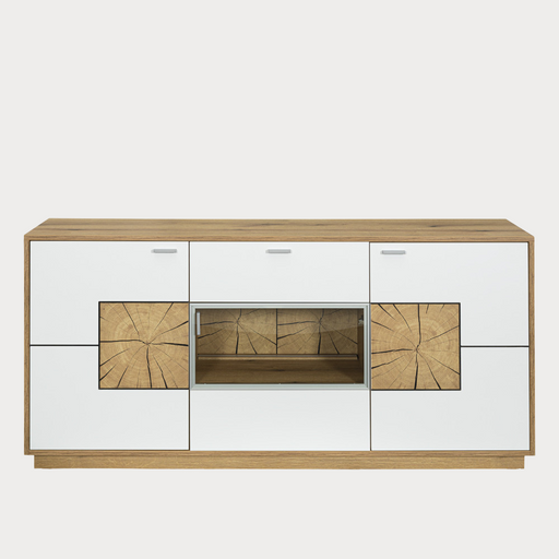 Bufet Urbano White Cu 3 Usi Si 1 Sertar Alb Si Natur, 170 Cm