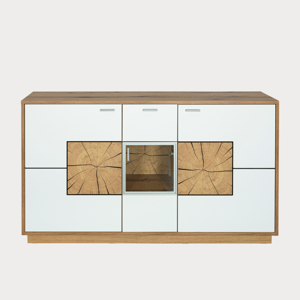 Bufet Urbano White Cu 3 Usi Si 1 Sertar Alb Si Natur, 140 Cm