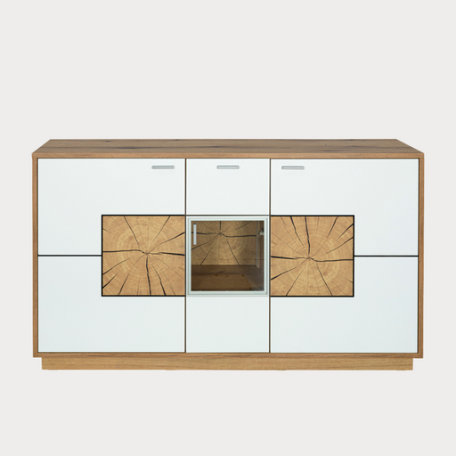 Bufet Urbano White Cu 3 Usi Si 1 Sertar Alb Si Natur, 140 Cm