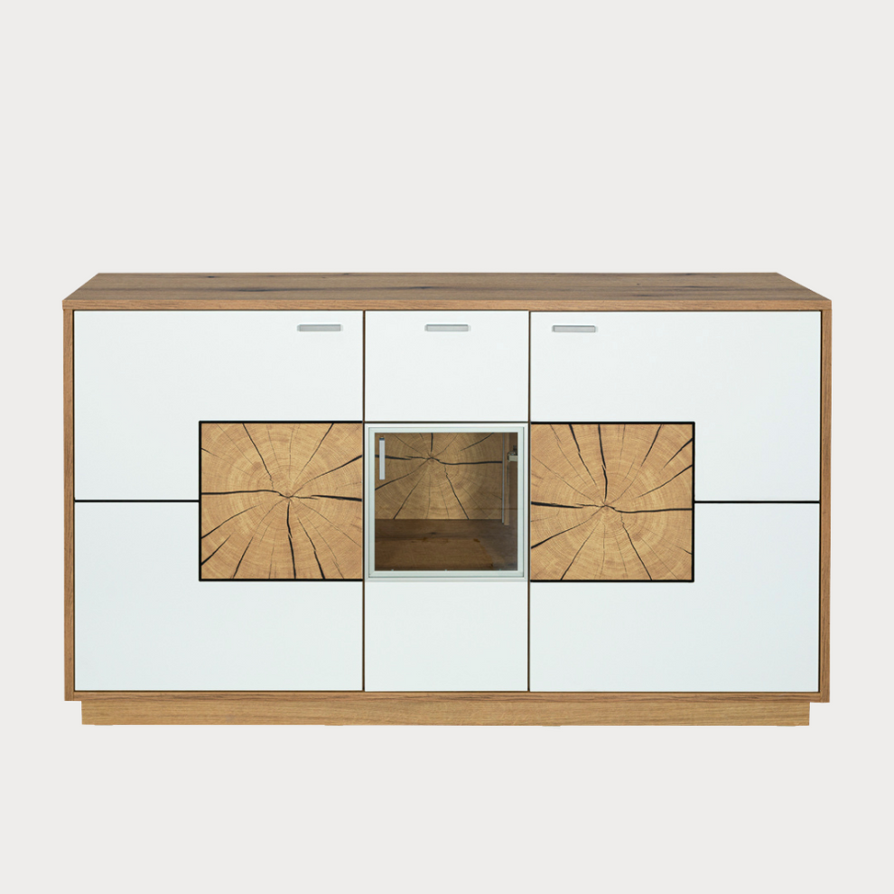 Bufet Urbano White Cu 3 Usi Si 1 Sertar Alb Si Natur, 140 Cm