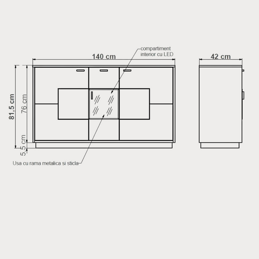 Bufet Urbano White Cu 3 Usi Si 1 Sertar Alb Si Natur, 140 Cm