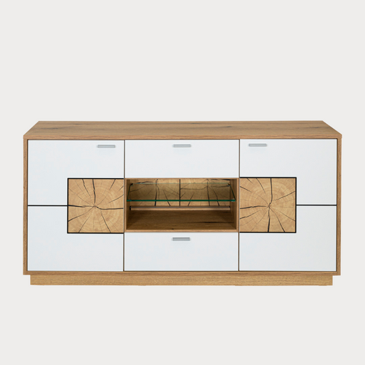 Comoda Urbano White Cu 2 Usi, 2 Sertare Si 1 Nisa Alb Si Natur, 170 Cm