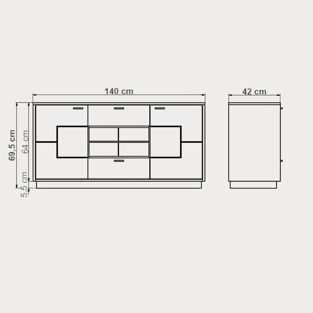 Comoda Tv Urbano White Cu 2 Usi, 2 Sertare Si 1 Nisa Alb Si Natur, 140 Cm