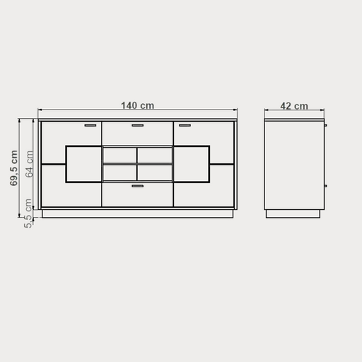 Comoda Tv Urbano White Cu 2 Usi, 2 Sertare Si 1 Nisa Alb Si Natur, 140 Cm