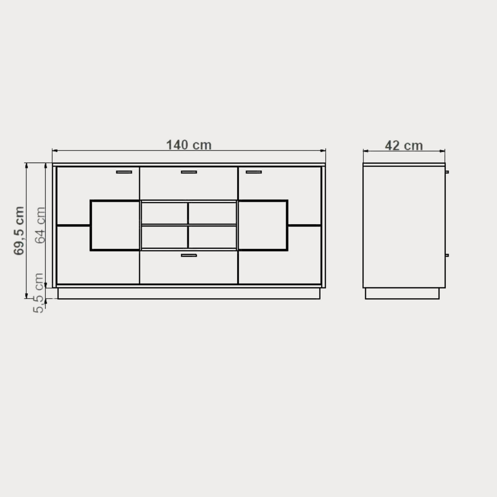 Comoda Tv Urbano White Cu 2 Usi, 2 Sertare Si 1 Nisa Alb Si Natur, 140 Cm