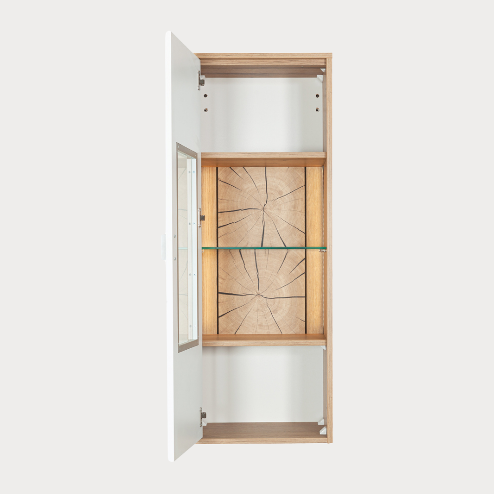 Etajera Urbano White Stanga Cu 1 Usa Alb Si Natur, 46 Cm