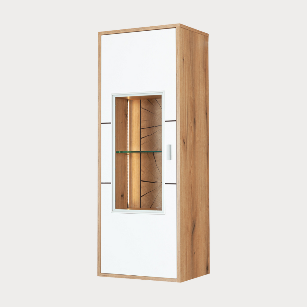 Etajera Urbano White Stanga Cu 1 Usa Alb Si Natur, 46 Cm