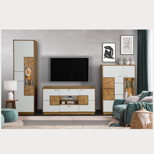 Set Living Urbano White Cu Polita, 285 cm
