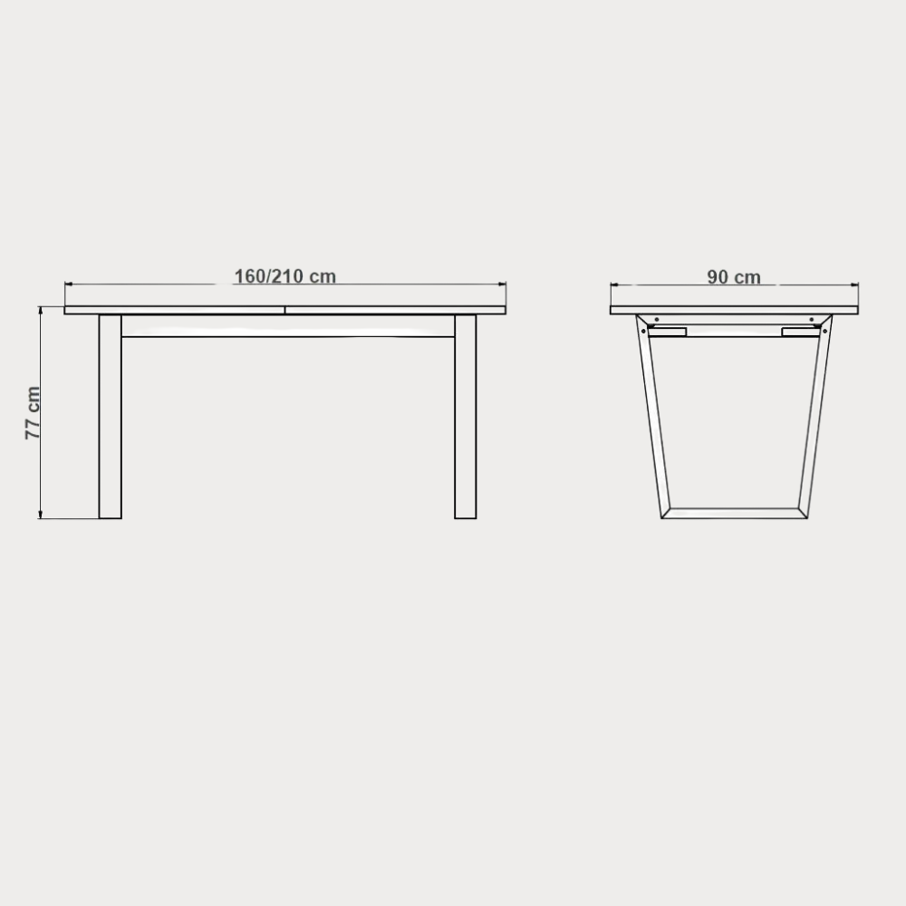 Masa Extensibila Urbano White, Natur, 160/210 X 76.5 X 90 Cm