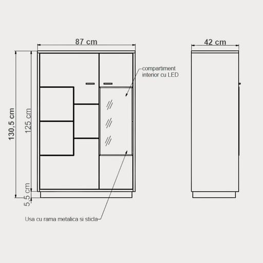 Comoda Bar Urbano White Cu 2 Usi Alb Si Natur, 87 Cm