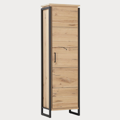 Dulap Reno Cu 1 Usa, Smoked Oak Furnir Din Lemn Masiv, 60 Cm