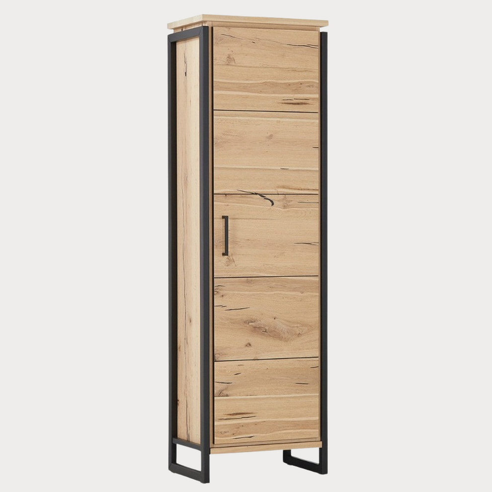 Dulap Reno Cu 1 Usa, Smoked Oak Furnir Din Lemn Masiv, 60 Cm