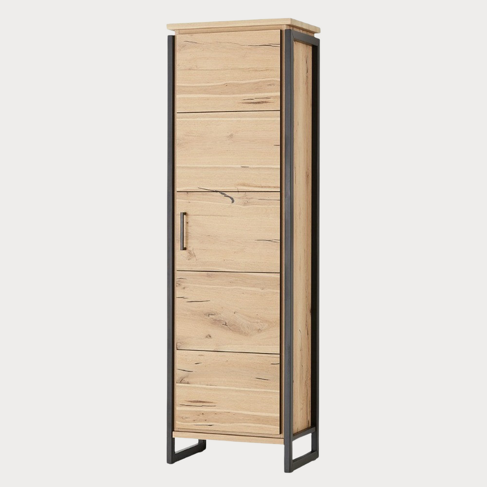 Dulap Reno Cu 1 Usa, Smoked Oak Furnir Din Lemn Masiv, 60 Cm