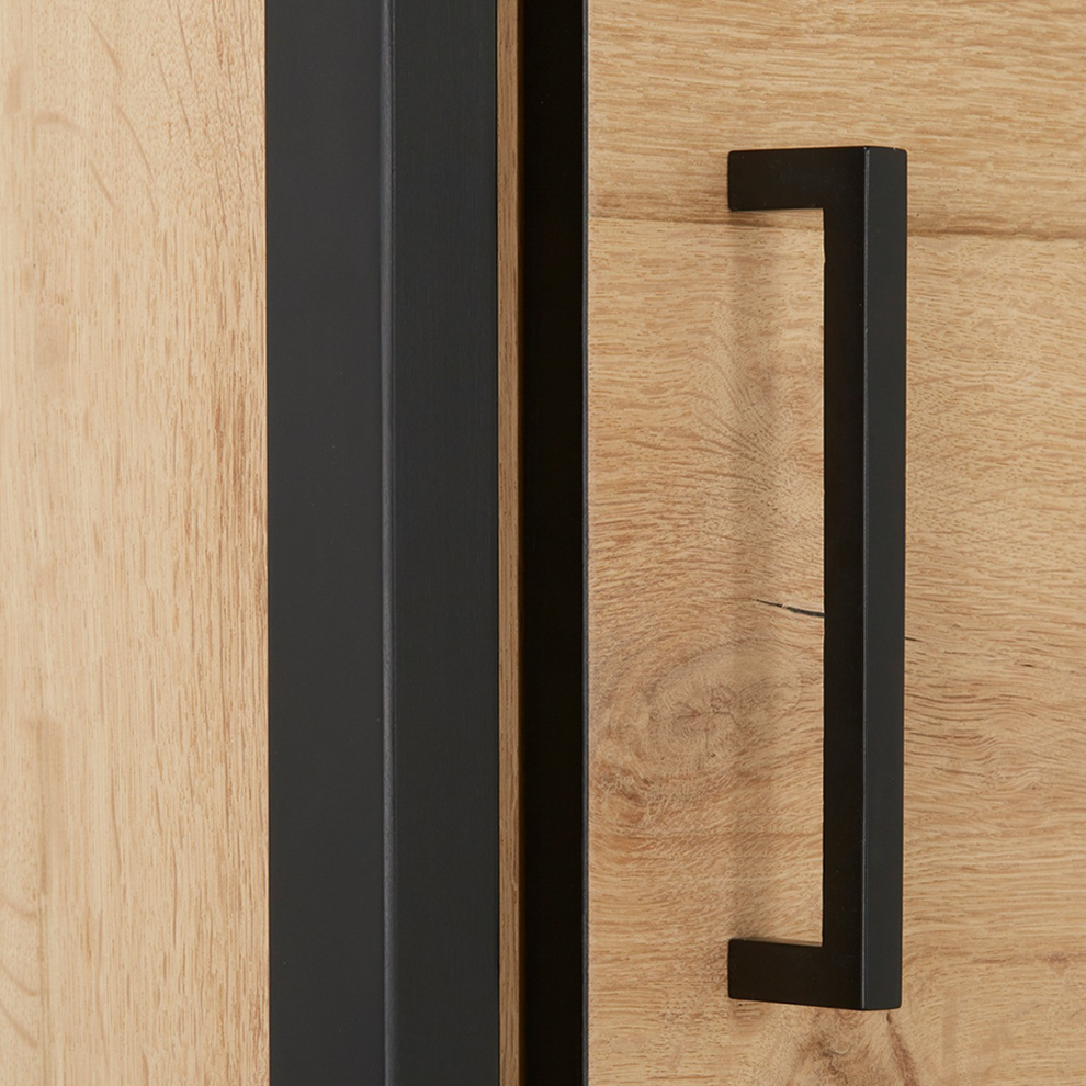 Dulap Reno Cu 1 Usa, Smoked Oak Furnir Din Lemn Masiv, 60 Cm