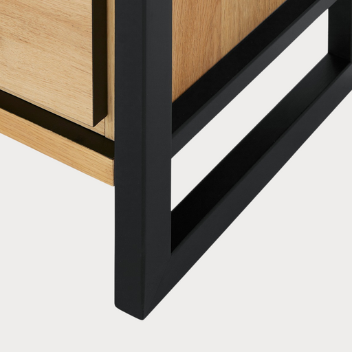 Vitrina Dreapta Reno Cu 1 Usa Si 2 Sertare, Smoked Oak, Furnir Din Lemn Masiv, 60 Cm