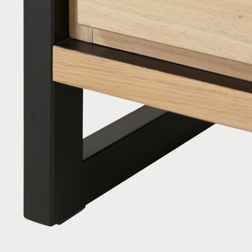 Vitrina Stanga Reno Cu 1 Usa Si 2 Sertare, Smoked Oak, 60 Cm
