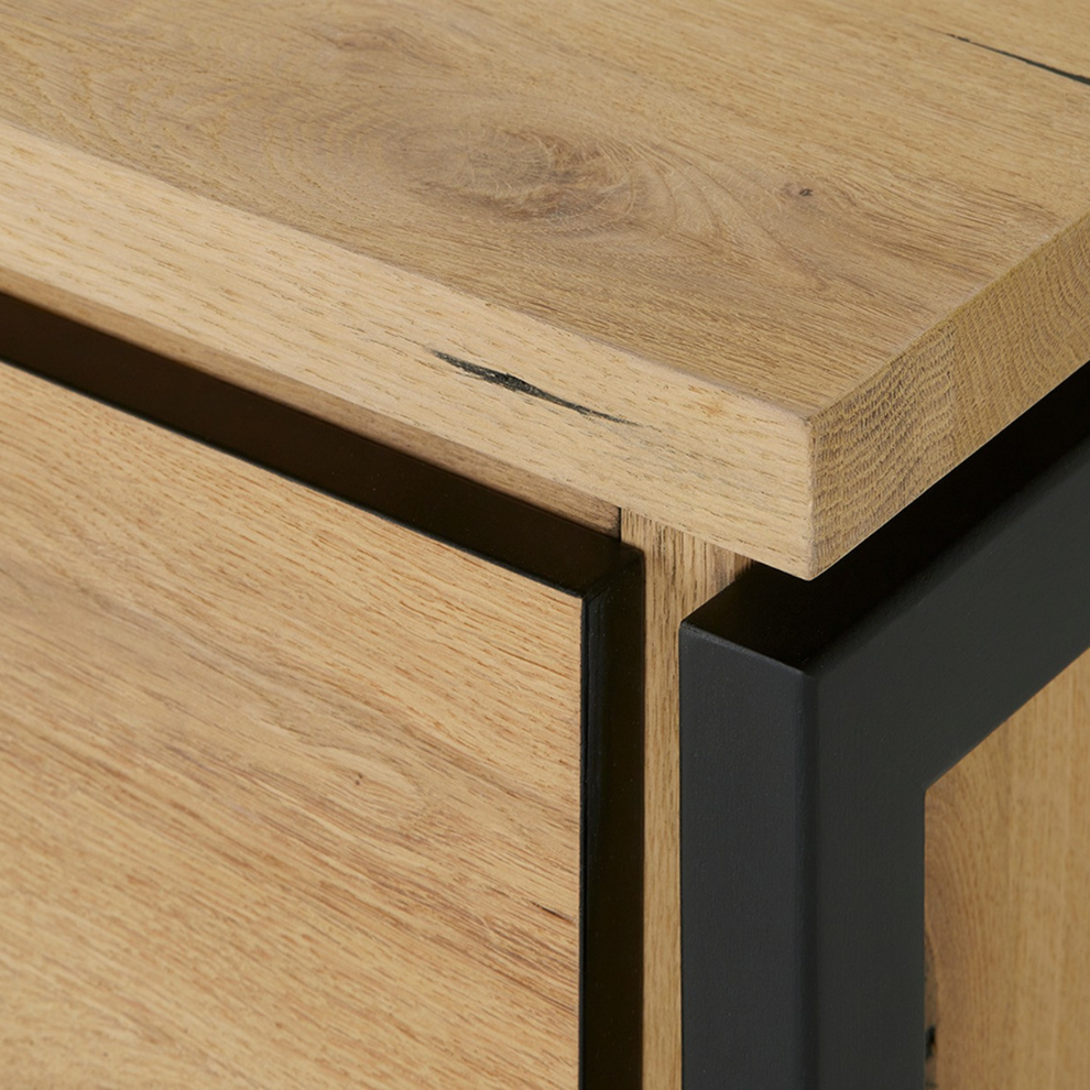 Comoda Tv Reno Smoked Oak, Furnir Din Lemn Masiv, 200 Cm