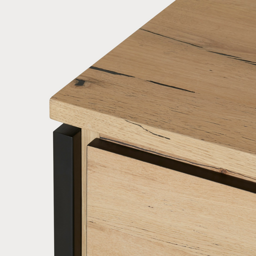 Bufet Cu 2 Usi Si 3 Sertare Reno Smoked Oak, Furnir Din Lemn Masiv, 200 Cm