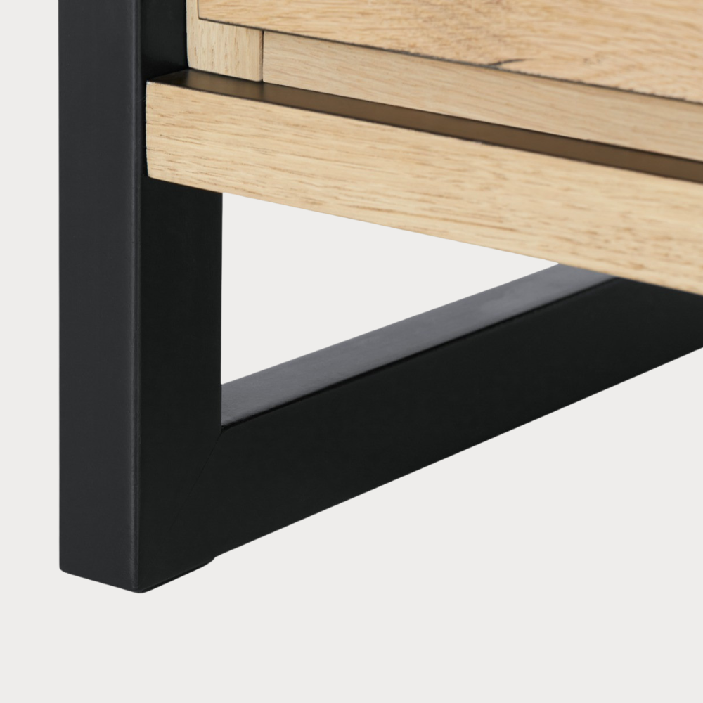 Bufet Cu 2 Usi Si 3 Sertare Reno Smoked Oak, Furnir Din Lemn Masiv, 200 Cm