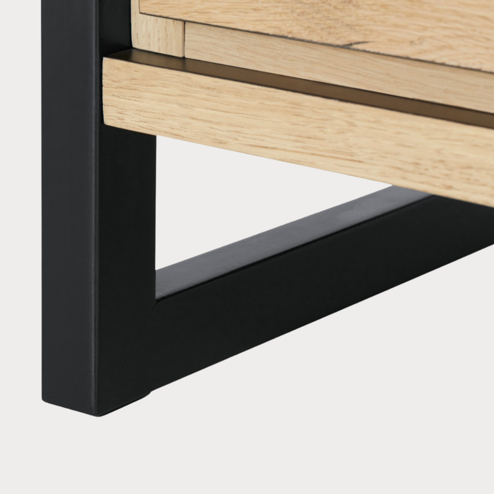 Bufet Cu 2 Usi Si 3 Sertare Reno Smoked Oak, Furnir Din Lemn Masiv, 200 Cm