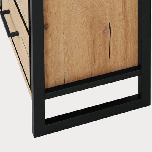Bufet Cu 2 Usi Si 3 Sertare Reno Smoked Oak, Furnir Din Lemn Masiv, 200 Cm