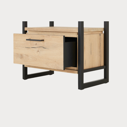 Biblioteca Reno Cu 1 Sertar, Smoked Oak, Furnir Din Lemn Masiv, 69.5 Cm