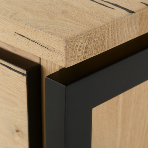 Bufet Cu 2 Usi Si 3 Sertare Reno Smoked Oak, Furnir Din Lemn Masiv, 170 Cm